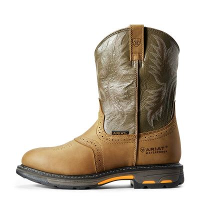 Ariat WorkHog Kahverengi / Zeytin Yeşili Iş Ayakkabıları Erkek (40300-096)